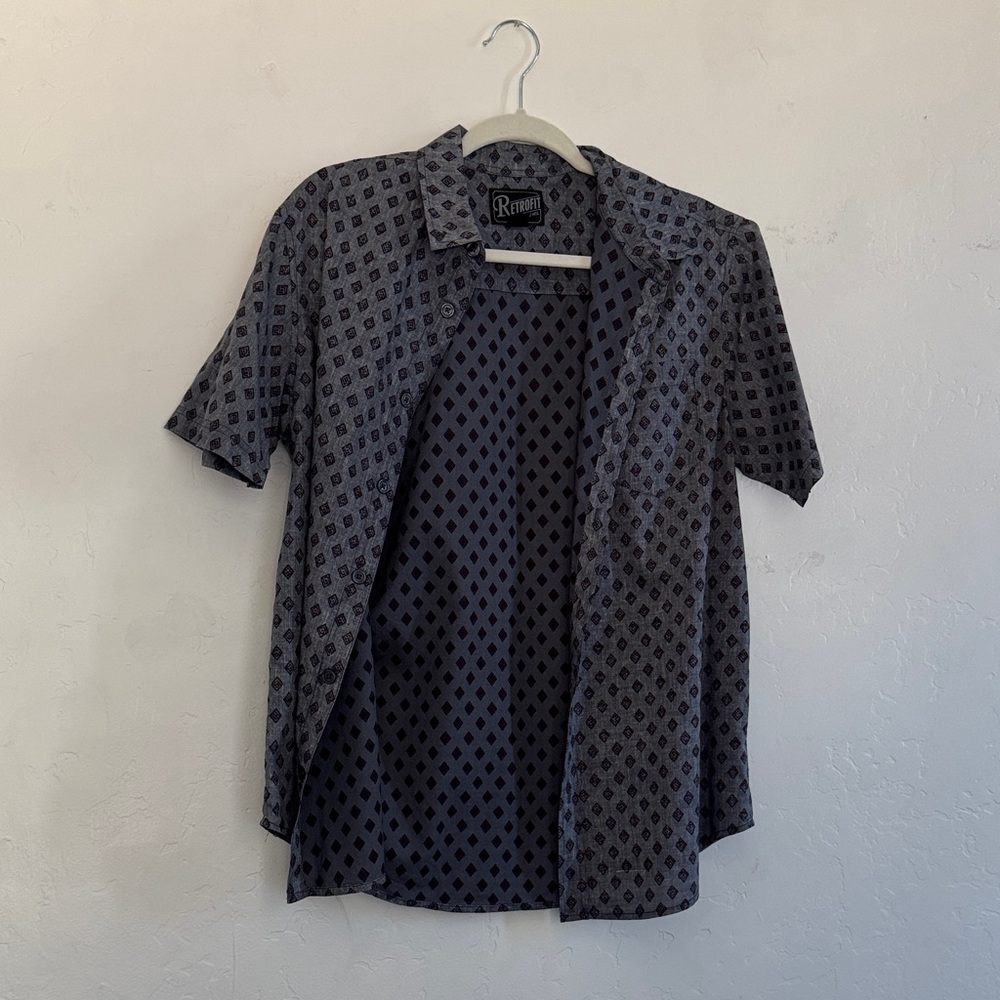 Retrofit Diamond Pattern Shirt - Gray and Purple
